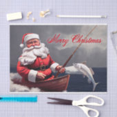 Papier Mousseline Pêche Santa Claus Joyeux Découpage Noël (Artisanat)