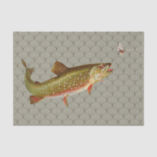 Papier Mousseline Pêche vintage à la truite arc-en-ciel