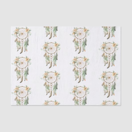 Papier Mousseline Pêcher Floral Green Dream Catcher Anniversaire (Recto)