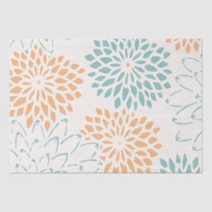Papier Mousseline Pêcher les fleurs florales d'Aqua