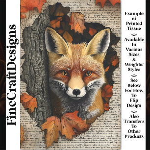 Papier Mousseline Peeking Fox Autumn quitte Ephemera BK5 Decoupage