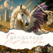 Papier Mousseline Pégase blanc avec ailes violettes Imaginaire mythi