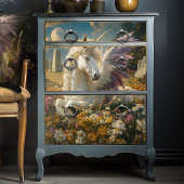 Papier Mousseline Pégase blanc avec ailes violettes Imaginaire mythi