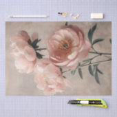 Papier Mousseline Peine rose pâle avec Découpage Feuille verte (Artisanat)