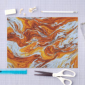 Papier Mousseline Peinture à fluide orange et blanc (Artisanat)