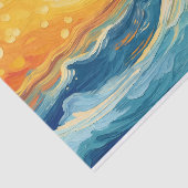 Papier Mousseline Peinture à l'huile côtière Soleil et vagues Découp (Détail)