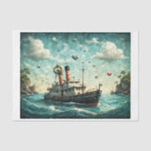 Papier Mousseline Peinture à l'huile du bateau fou de l'amour (Recto)