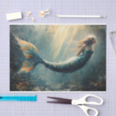 Papier Mousseline Peinture à l'huile d'une sirène au soleil (Artisanat)