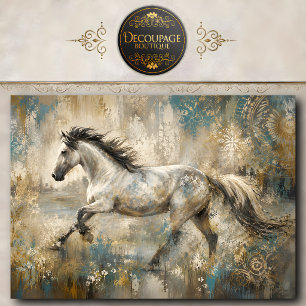 Papier Mousseline Peinture Abstraite Cheval Blanc
