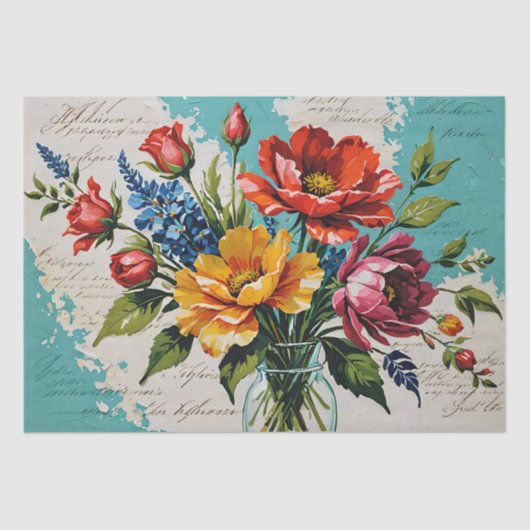 Papier Mousseline Peinture acrylique rose Découpage (Recto)