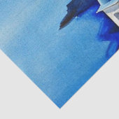 Papier Mousseline Peinture aquarelle de Santorin Grèce (Détail)