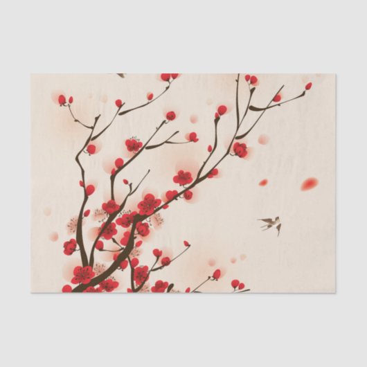 Papier Mousseline Peinture asiatique de style, fleur de prune au (Recto)