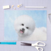 Papier Mousseline Peinture Bichon Frise - Cute Original Chien Art (Artisanat)