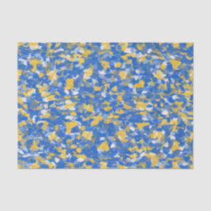 Papier Mousseline Peinture bleue, jaune et blanche
