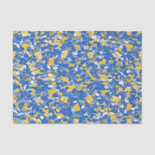 Papier Mousseline Peinture bleue, jaune et blanche (Recto)