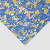 Papier Mousseline Peinture bleue, jaune et blanche (Détail)
