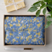 Papier Mousseline Peinture bleue, jaune et blanche (Cadeau)