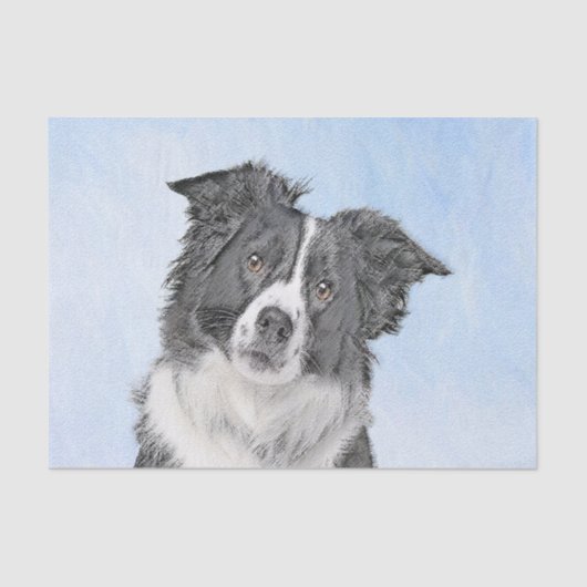 Papier Mousseline Peinture Collie Bordure - Joli art original chien (Recto)