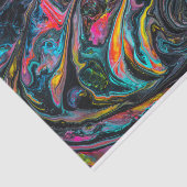 Papier Mousseline Peinture coulée en marbre noir (Détail)