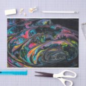 Papier Mousseline Peinture coulée en marbre noir (Artisanat)