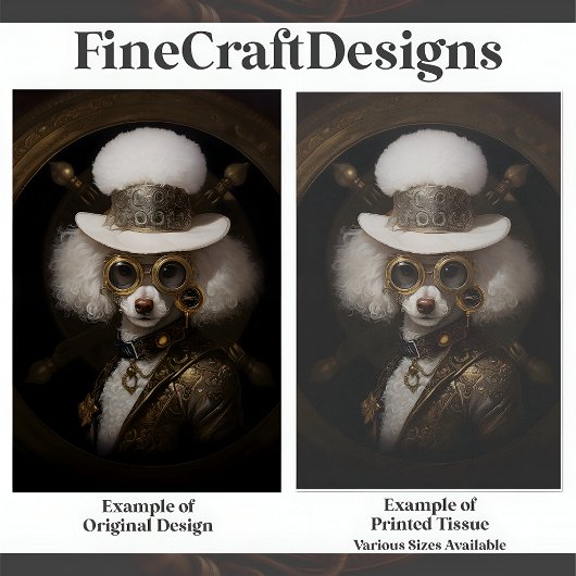 Papier Mousseline Peinture de caniche blanche à vapeur D2L Découpage