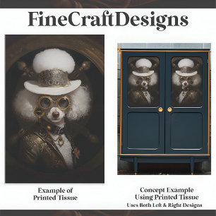 Papier Mousseline Peinture de Caniche Steampunk Blanc Mignon Découpa