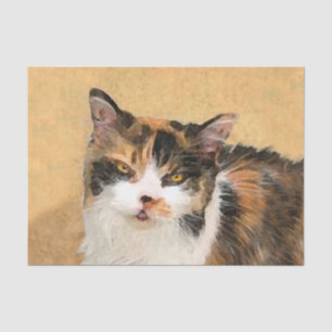 Papier Mousseline Peinture de chat Calico - Cute Original Cat Art