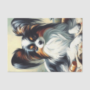 Papier Mousseline Peinture de chien Papillon vintage