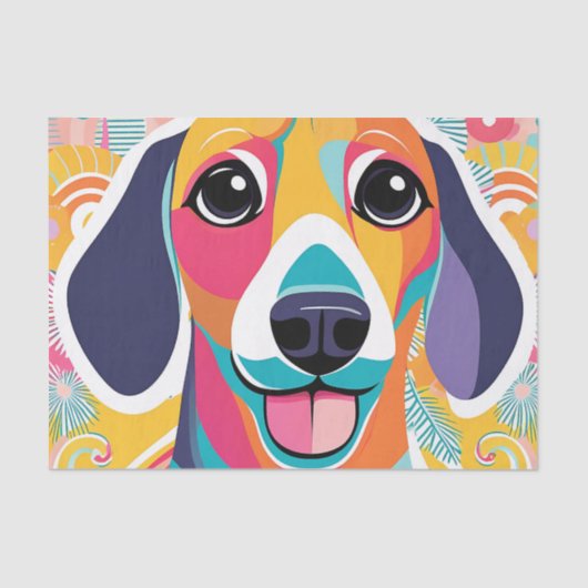 Papier Mousseline Peinture de mignon dachshund vibrant (Recto)