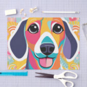 Papier Mousseline Peinture de mignon dachshund vibrant (Artisanat)