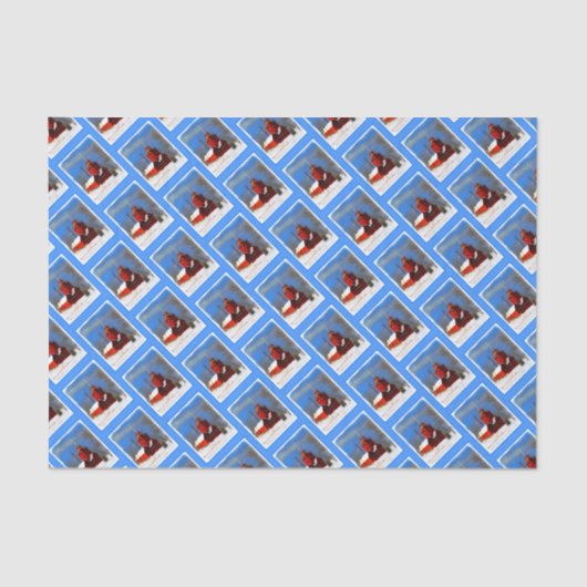 Papier Mousseline Peinture de phare rouge - Art original (Recto)