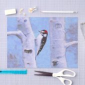 Papier Mousseline Peinture de Pic Downy - Oiseau original (Artisanat)