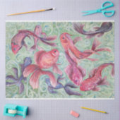 Papier Mousseline peinture de poissons rouges (Artisanat)