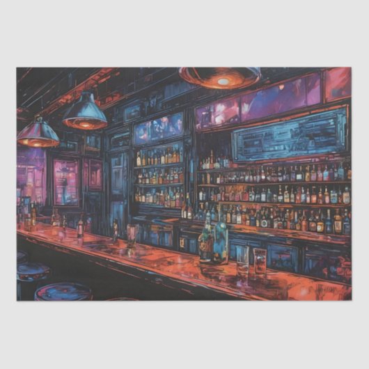 Papier Mousseline Peinture d'encre Cyberpunk d'une barre (Recto)