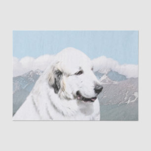 Papier Mousseline Peinture des Pyrénées - Art original du chien