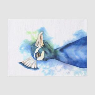 Papier Mousseline Peinture élégante d'aquarelle d'oiseau de paon