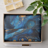 Papier Mousseline Peinture en marbre bleu pour la texture du bijou (Cadeau)