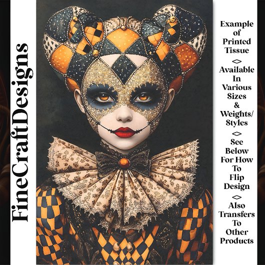 Papier Mousseline Peinture faciale BU2 en arlequin gras