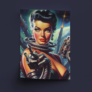 Papier Mousseline Peinture féminine rétro Sci-Fi