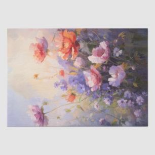 Papier Mousseline Peinture florale Pastel Jardin fleuri doux
