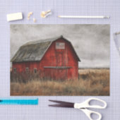 Papier Mousseline Peinture frappante d'une grange rouge avec drapeau (Artisanat)