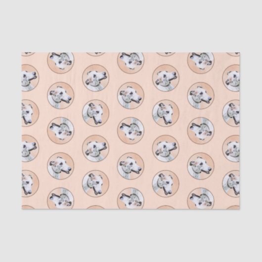 Papier Mousseline Peinture Greyhound Cute Rouge Blanc Original Chien (Recto)