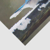 Papier Mousseline Peinture Jay Bleu - Art Oiseau Original (Détail)