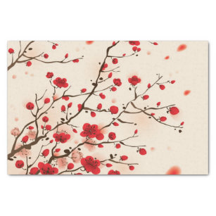 Papier Mousseline Peinture orientale de style, fleur de prune au