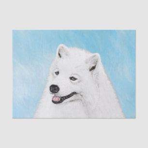 Papier Mousseline Peinture Samoyed - Cute Original Chien Art