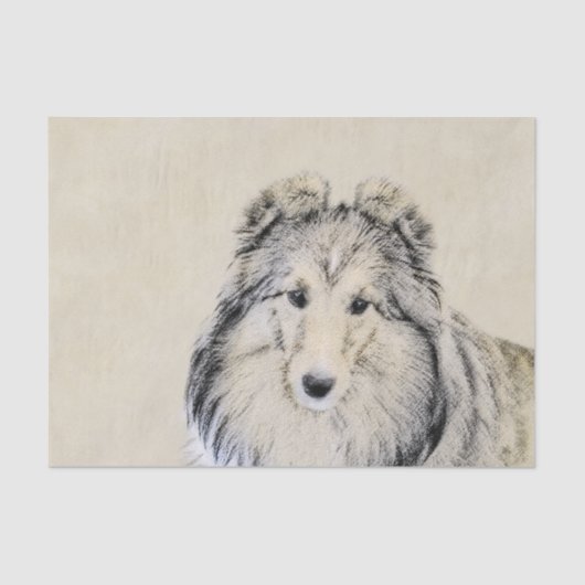 Papier Mousseline Peinture Shetland Sheepdog - Jolie art original ch (Recto)