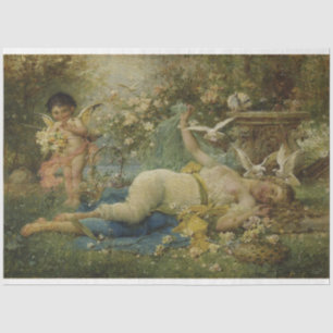 Papier Mousseline Peinture vintage à l'huile cupide