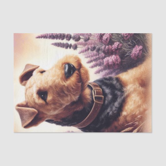 Papier Mousseline Peinture vintage Airedale Terrier (Recto)