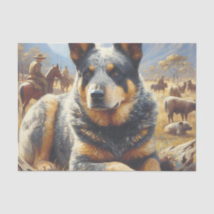 Papier Mousseline Peinture vintage australienne de chien de bétail