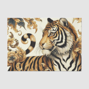 Papier Mousseline Peinture vintage de tigre d'or